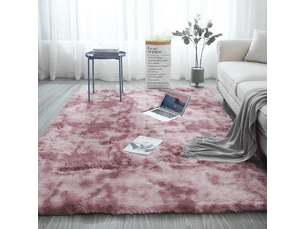Tapis de salon rose, à poils longs, doux, en laine de soie antidérapante, mesurant 100 x 200 cm
