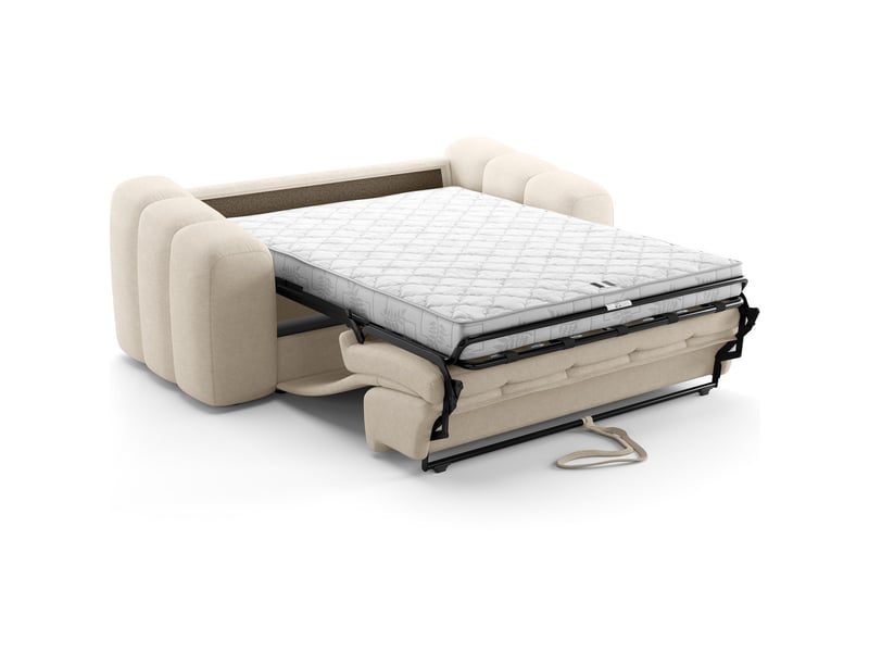  Canapé capitonné convertible 3 places en tissu chenille beige - ouverture express - belleville Belleville - Conforama D