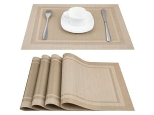 Nappe pvc rectangulaire beige recto verso 45 x 30 cm lot de 6