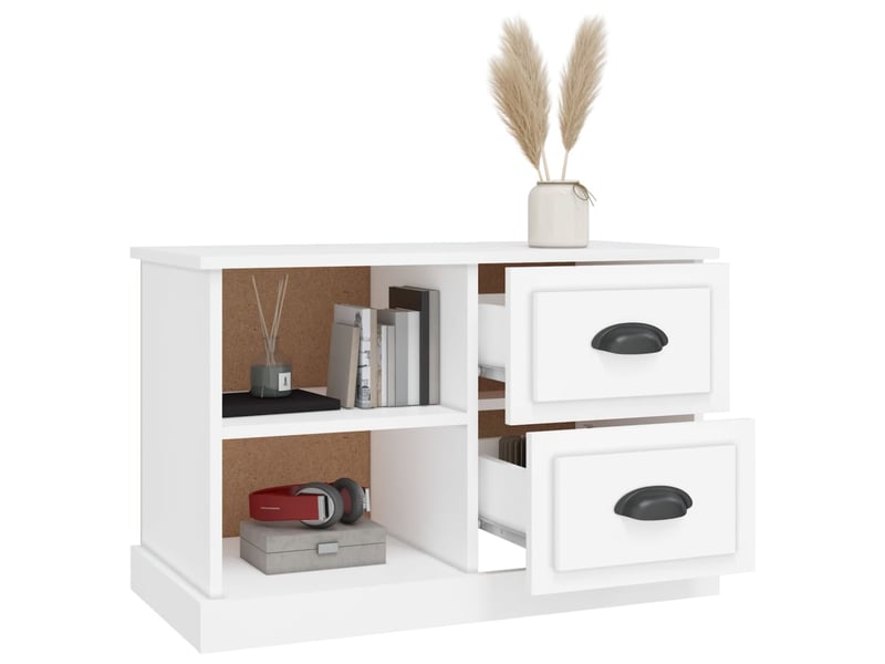  Meuble tv - banc tv - meuble de rangement blanc 73x35,5x47,5 cm bois d'ingénierie  - Conforama E