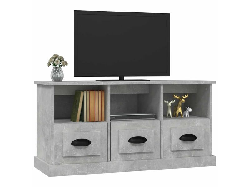  Meuble tv - banc tv - meuble de rangement gris béton 100x35x50 cm bois d'ingénierie  - Conforama D