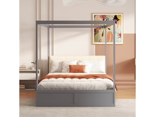 Lit cabane 140x200 cm <strong></strong>  <strong></strong> coloris gris