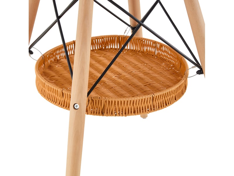  Table à manger ronde, d80 cm, avec panier de espace de rangement suspendu meuble, pratique, mdf et bois, coloris noir  - Conforama E