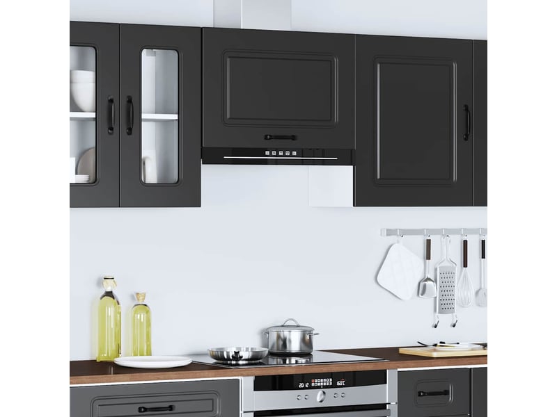  Meuble de rangement, armoire murale de cuisine kalmar noir bois d'ingénierie shl475  - Conforama D