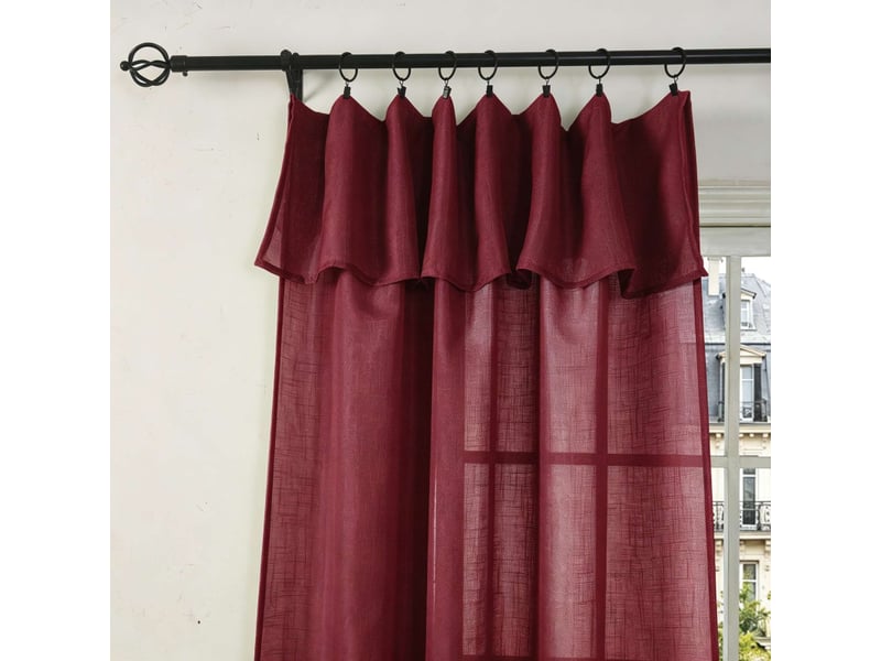 Lot de 2 voilages ajustables + 8 anneaux pince 140 x 270 cm evasion polyester effet lin - Conforama C
