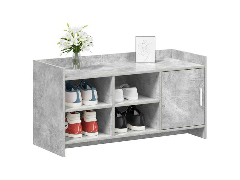  Meuble à chaussure, cabinet à chaussures avec porte gris béton 100x39,5x51 cm  - Conforama C