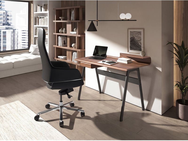  Chaise de bureau pivotante en similicuir noir 4259 - Conforama D