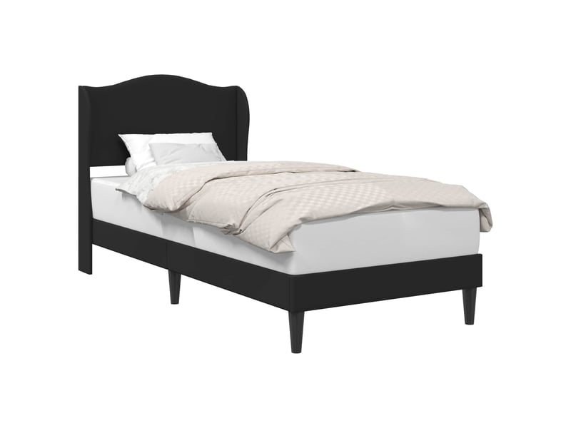  Lit simple- lit adulte -  cadre de lit avec tête de lit noir 100 x 200 cm simili cuir  - Conforama A