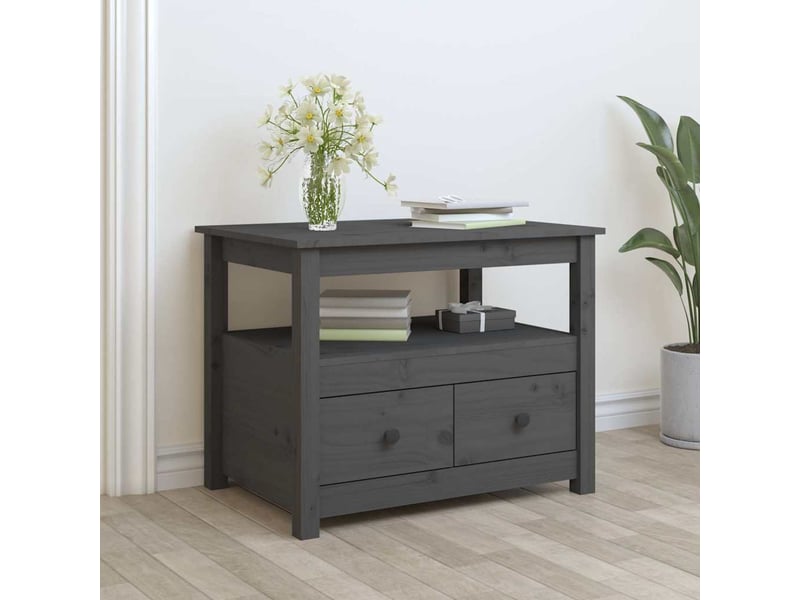  Table basse - table de salon - table à thé gris 71x49x55 cm bois massif de pin  - Conforama B