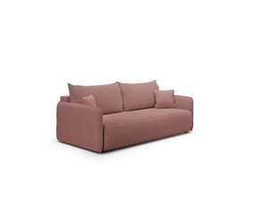 Canapé droit convertible   4 places Tissu rose avec coffre de rangement