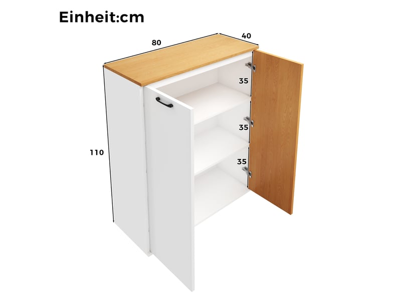  Armoire de rangement 80 x 40 x 110 cm – blanc et chêne clair – portes à fermeture douce, style scandinave  - Conforama C