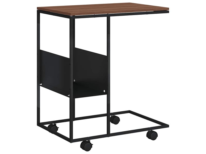  Table d'appoint | bout de canapé table basse avec roues marron 55x36x63,5 cm bois d'ingénierie shl8410  - Conforama A