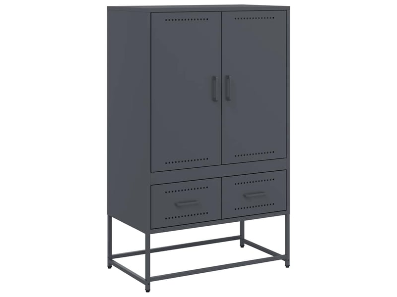  Buffet haut - bahut - meuble de rangement anthracite 68x39x111,5 cm acier  - Conforama A