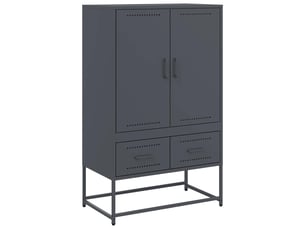 Buffet haut - bahut - meuble de rangement anthracite 68x39x111,5 cm acier