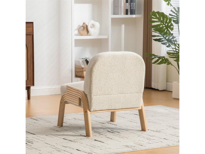  Fauteuil loungesessel scandinave en tissu - 72x61x78cm - chaise d'appoint sans accoudoirs salon chambre tissu chenille - beige  - Conforama D