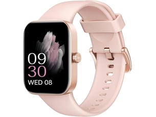 La smartwatch (rose) possède un écran tft de 1,85 pouce et des fonctions de numérotationréponse.