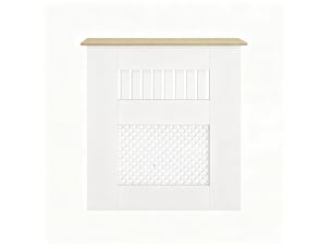 Cache-radiateur blanc 78 x 19 x 81 cm en mdf, plateau effet bois clair et motif ajouré, pour votre intérieur
