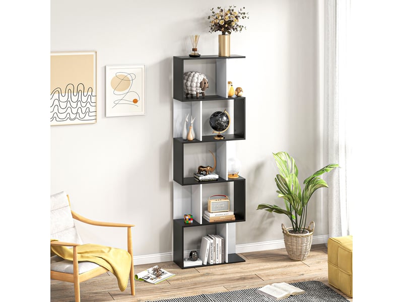  Bibliothèque en s à 5 niveaux 60 x 24 x 184,5 cm, étagère de rangement moderne pour salon, chambre et bureau  - Conforama D