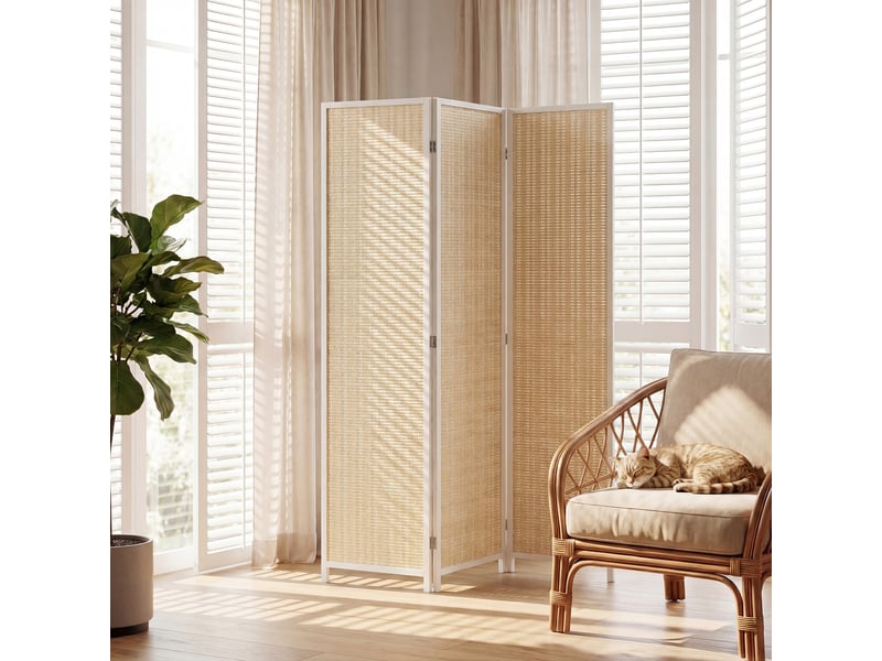  Paravent en bois séparateur de pièce closion de séparation pliable 3 panneaux blanc 135 x 180 cm  - Conforama B