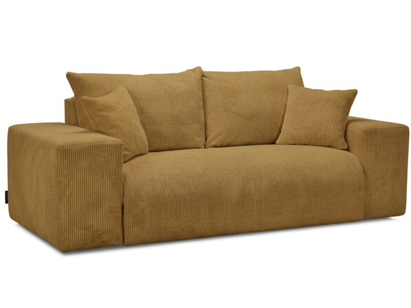  Bobochic canapé droit convertible ouverture express voltaire tissu velours côtelé jaune 140x200 VOLTAIRE - Conforama A