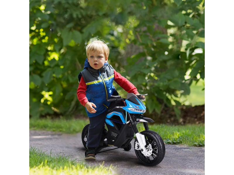  Moto électrique 6v pour enfants avec roues et phares, en pp et métal, 105 x 52,3 x 62,3 cm, bleue et noire  - Conforama D