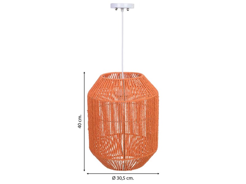  Lampe de plafond en papier orange d30,5x40h cm  - Conforama D