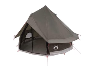 Tente tipi, tente de camping 4 personne marron gris polyester et acier