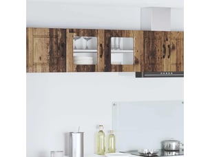Meuble mural de cuisine, cabinet en verre mural bois ancien 80x31x40cm shl8157