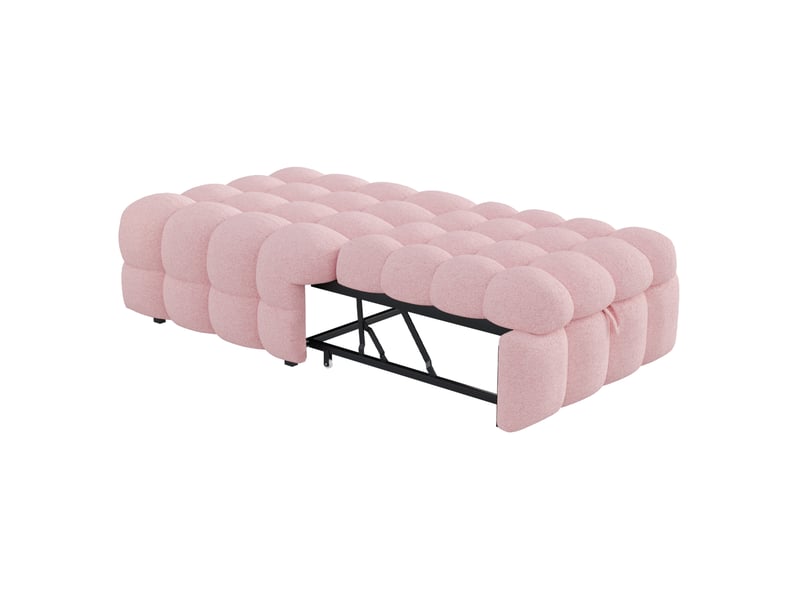  Canapé-lit extensible 183x76x42 cm bouclé rose sans matelas  - Conforama A