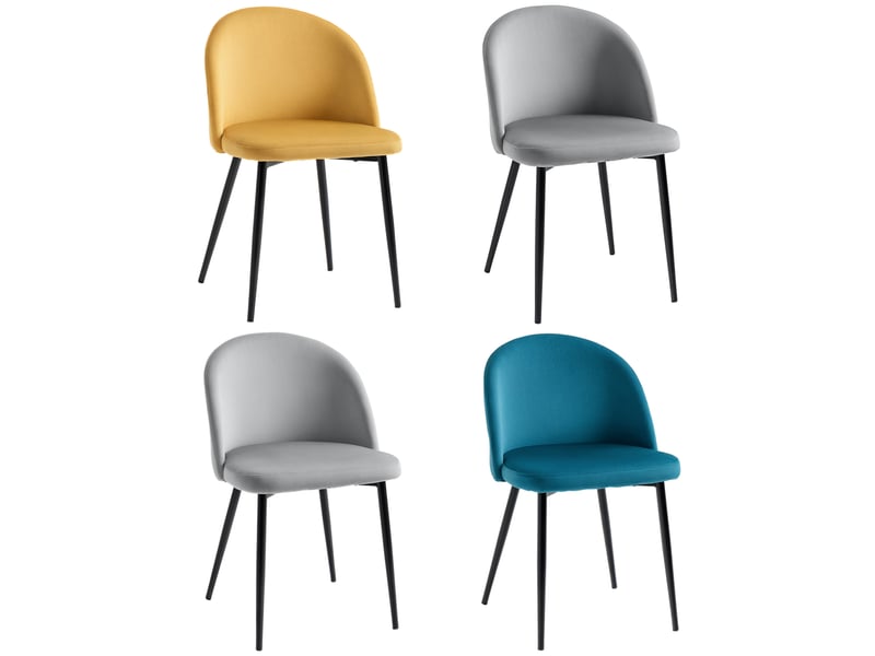  Lot de 4 chaises salle à manger scandinaves en velours assise ergonomique rembourrée pieds en métal cuisine multicolore T1003-01-07874 - Conforama A