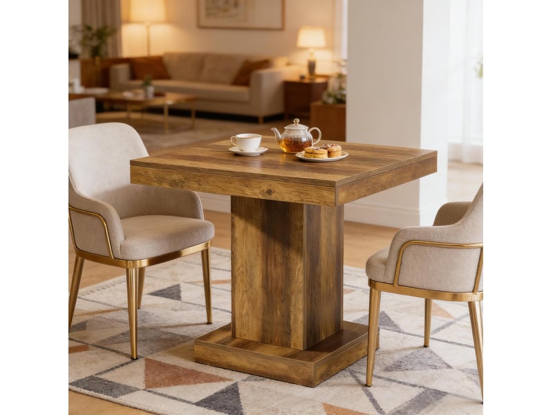  Table de salle à manger carrée 1 à 4 personnes, structure stable en mdf marron style rustique 80 × 80 × 75 cm  - Conforama B