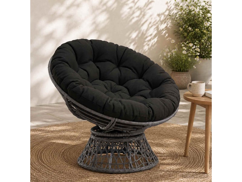  Coussin de chaise papasan, coussin d'assise vianen 100 % polyester noir cf54238  - Conforama B