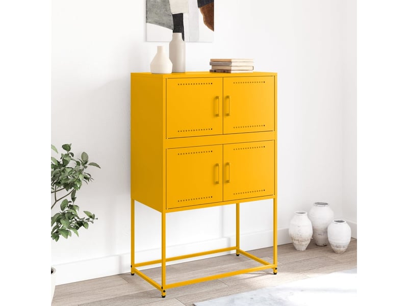  Buffet - bahut - meuble de rangement jaune moutarde 68,5x38,5x107 cm acier  - Conforama C