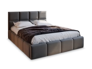 Lit coffre 200x200 cm <strong>MASSENO</strong> <strong></strong> coloris gris