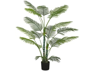 Palmier artificiel 16 feuilles en plastique, résistant aux uv avec pot, intérieur et extérieur, vert.