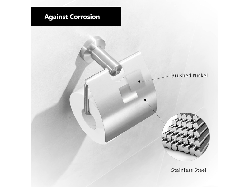  Porte-rouleau de papier toilette avec couvercle, porte-papier toilette brossé, pince en acier inoxydable pour salle de bain  - Conforama C