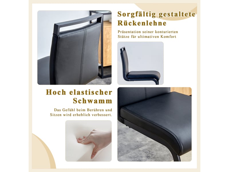  Lot de 2 tabourets de bar,39x46,5x96,5 cm,style nordique,similicuir,noir  - Conforama E