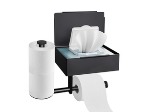 Porte-papier toilette noir, auto-adhésif ou à percer, en acier inoxydable, porte-papier toilette mural pour salle de bain