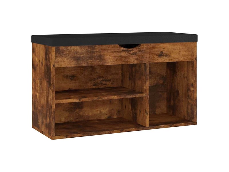  Banc à chaussures, meuble à chaussures avec coussin chêne fumé bois d'ingénierie  - Conforama A
