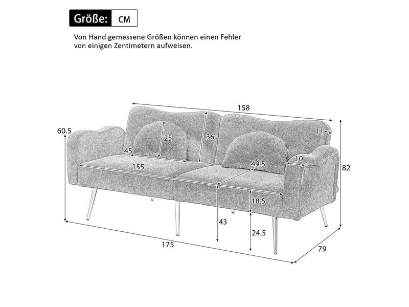  Banquette convertible 2 places – canapé-lit multifonction compact – dossier inclinable – pieds dorés  - Conforama C