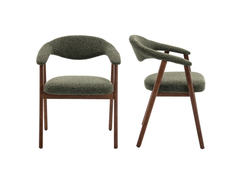  Lot de 2 chaises en bois foncé et tissu boucle vert kaki barbara  - Conforama C