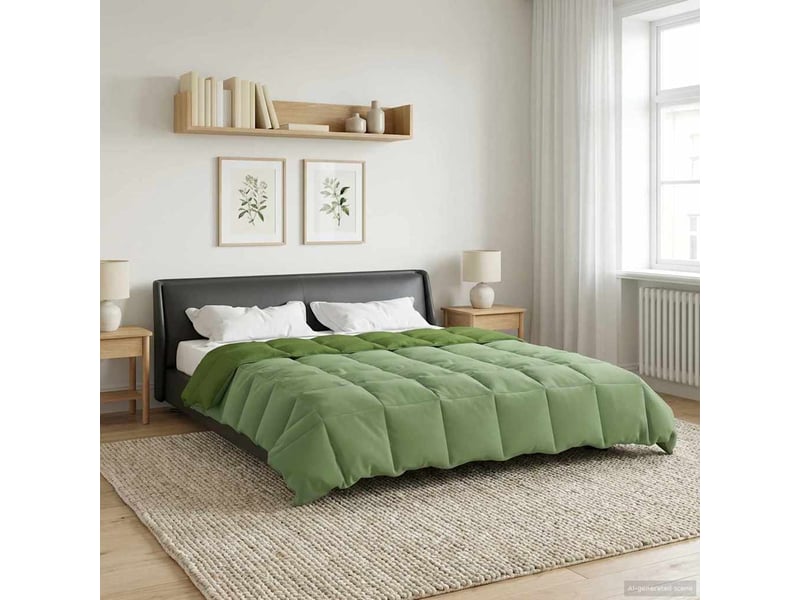  Couette - duvet d'été 200 x 220 cm été microfibre (100% polyester) vert  - Conforama D