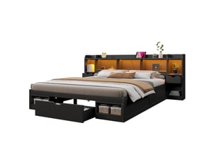 Lit avec rangement 180x200 cm HAVRYA coloris noir
