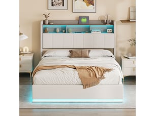 Lit coffre 140x190 cm <strong></strong>  <strong></strong> coloris beige