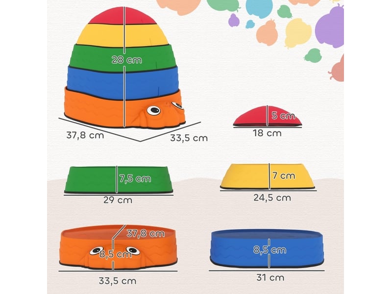  Pierres d'équilibre enfant 5 pièces 37,8 x 33,5 cm – multicolore – antidérapantes et empilables  - Conforama C