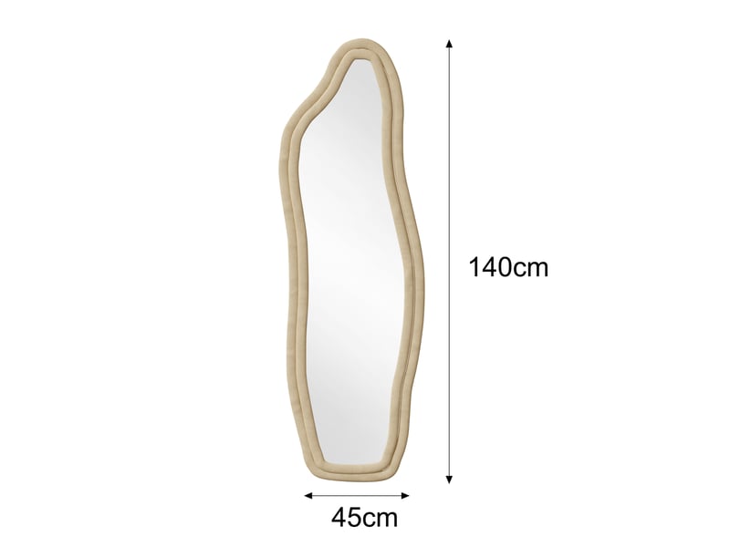  Miroir sur pied irrégulier 140 x 45 cm, miroir sur pied à cadre en alliage d’aluminium, idéal pour chambre, dressing, salon – design moderne, jaune  - Conforama C