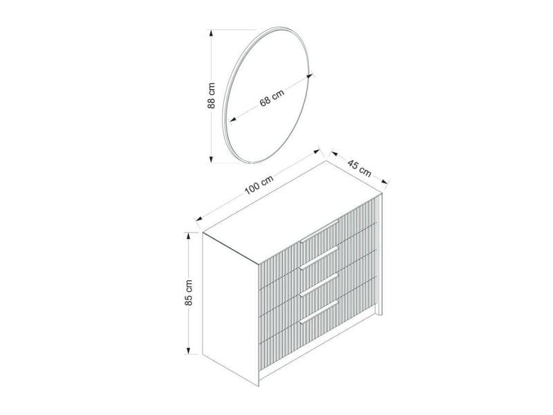  Commode jebi, 3 tiroirs, 100x85x45h cm noir anthracite Jebi - Conforama C