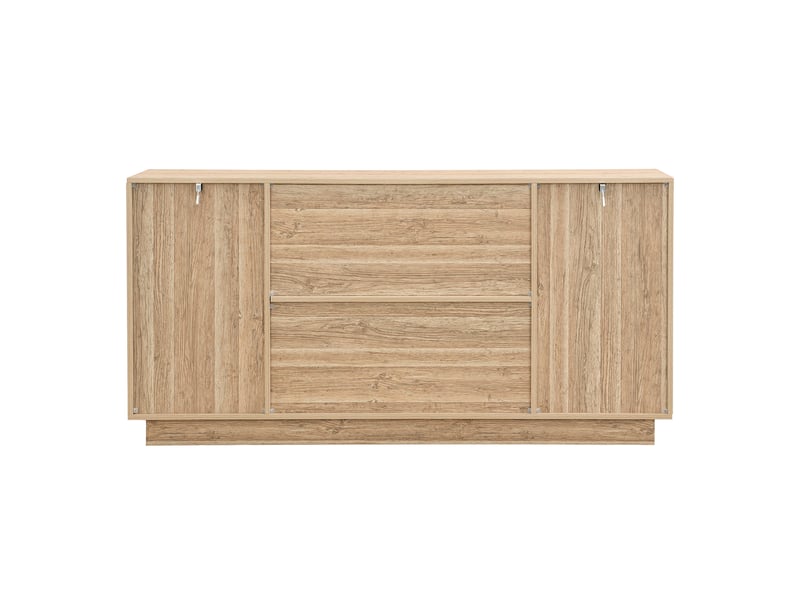 Buffet rangement cuisine moderne 160x40x80 cm avec portes et étagères intérieures panneau de particules naturel - Conforama A