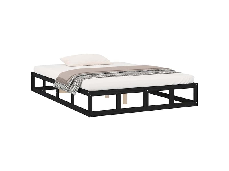 Lit double- lit adulte - cadre de lit sans matelas noir 200x200 cm bois massif - Conforama B