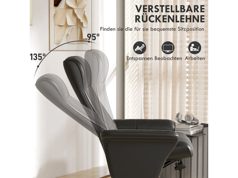  Ensemble 2 pièces : fauteuil relax tv pivotant 360° + pouf, microfibre, inclinable 135°  - Conforama E